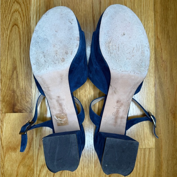 M. Gemi Navy Suede Platform Sandals - Handmade in Italy - Size 40 - Picture 6 of 7